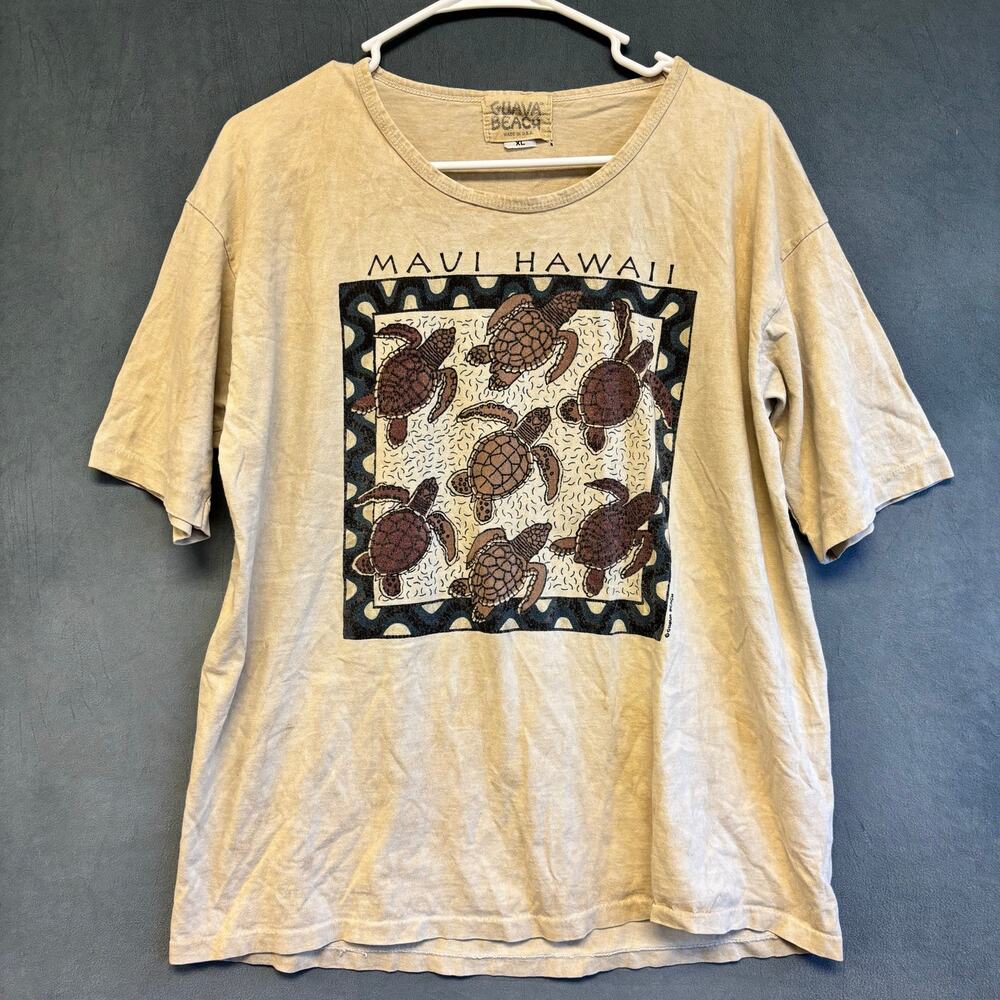 Vintage Guava Beach Maui Hawaii Sea Turtle T-Shirt XL Made USA 90s
